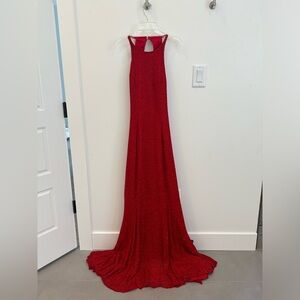 Cache Red Beaded Evening Gown